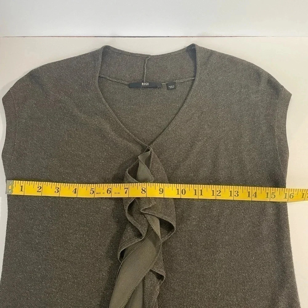 Hugo Boss Grey sleeveless sweater with front ruffle size Small - Picture 6 of 9